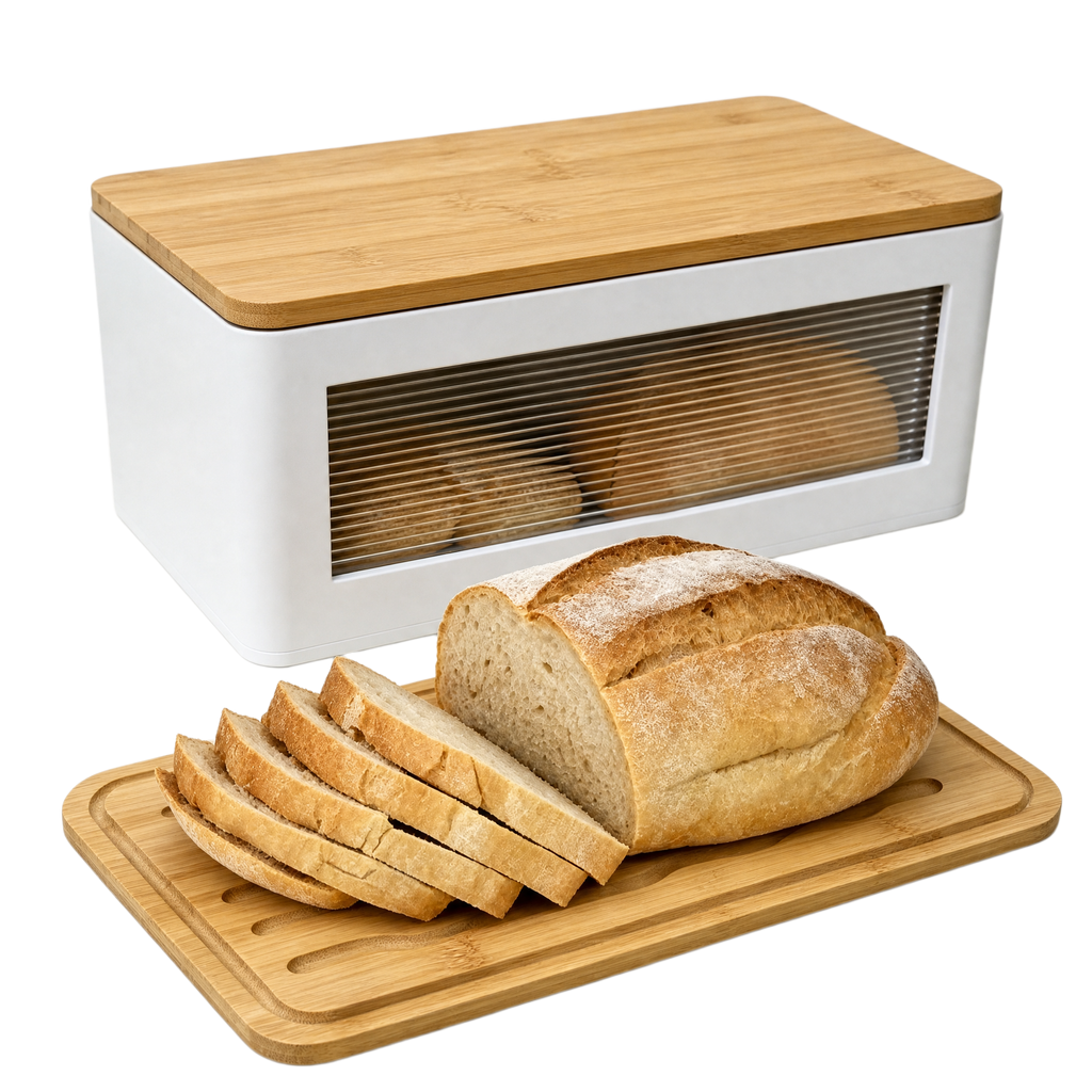 Solid Wood Bread Box with Bamboo Lid