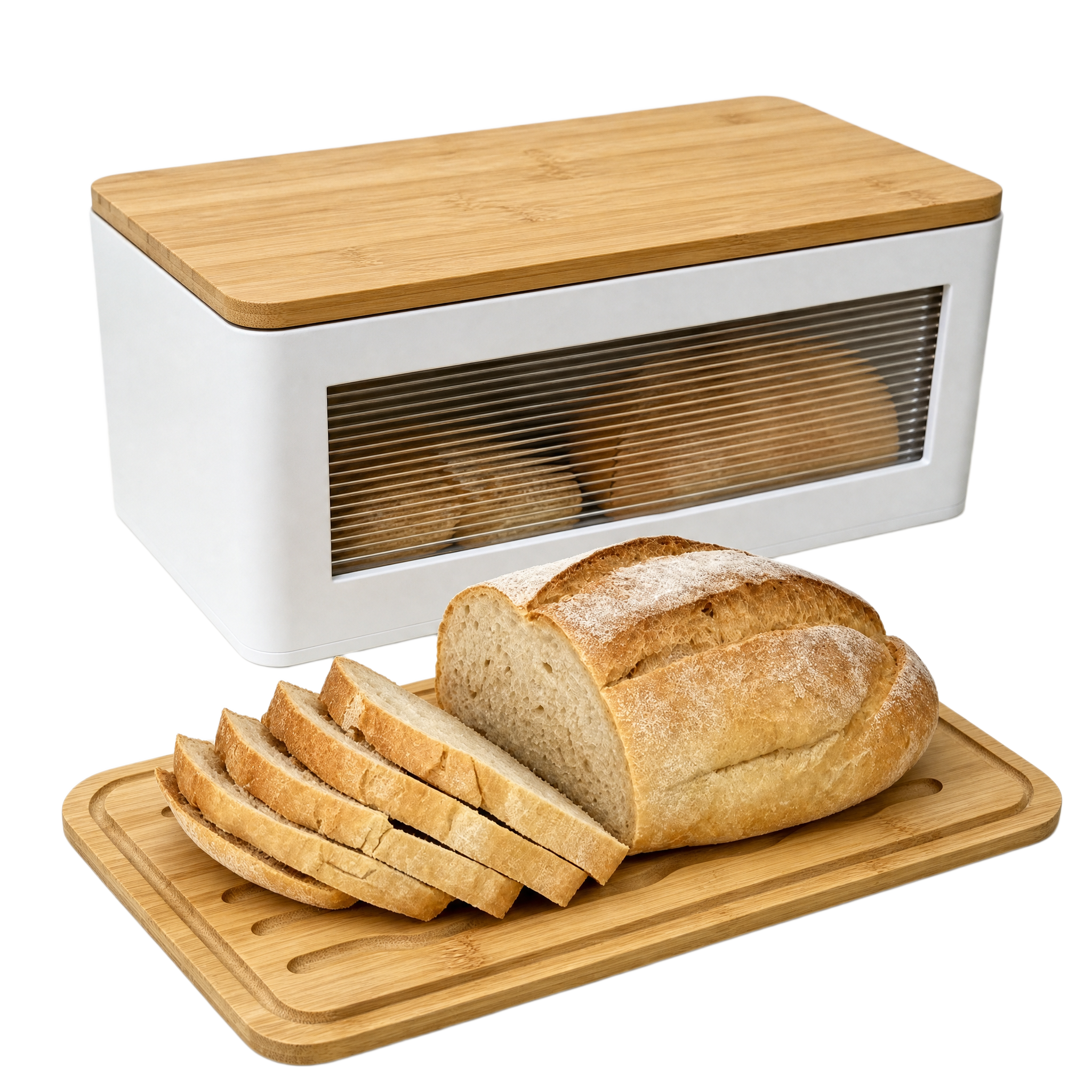 Solid Wood Bread Box with Bamboo Lid