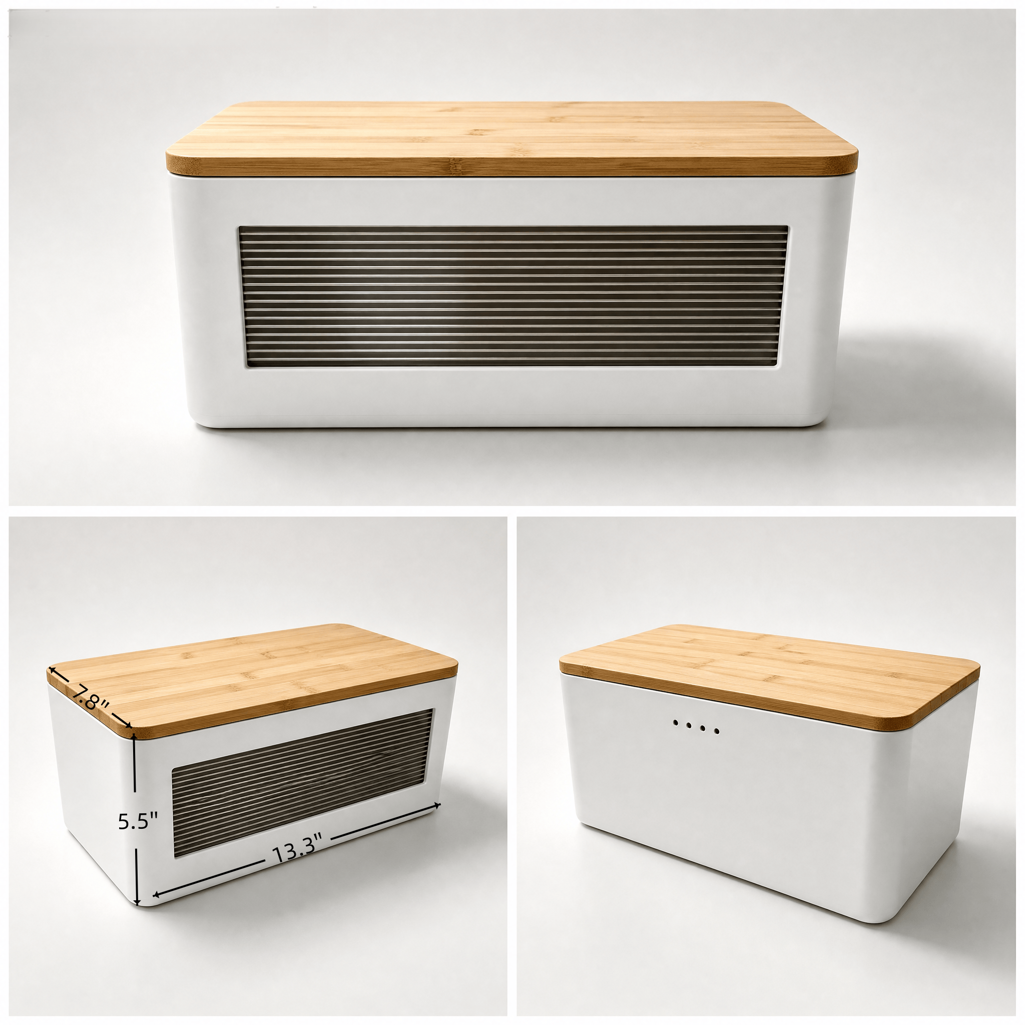 Solid Wood Bread Box with Bamboo Lid