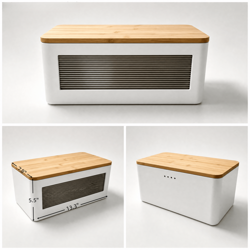 Solid Wood Bread Box with Bamboo Lid