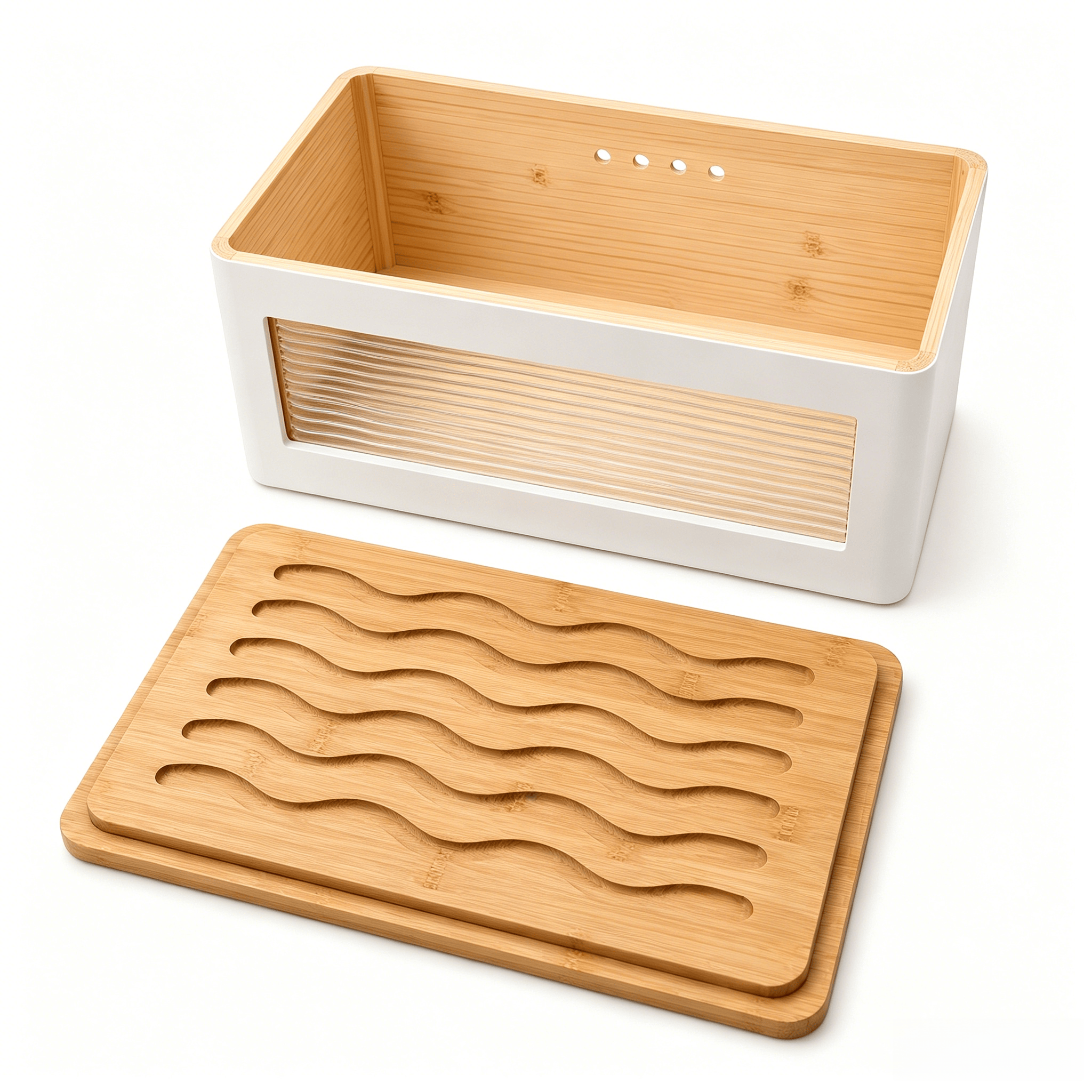 Solid Wood Bread Box with Bamboo Lid