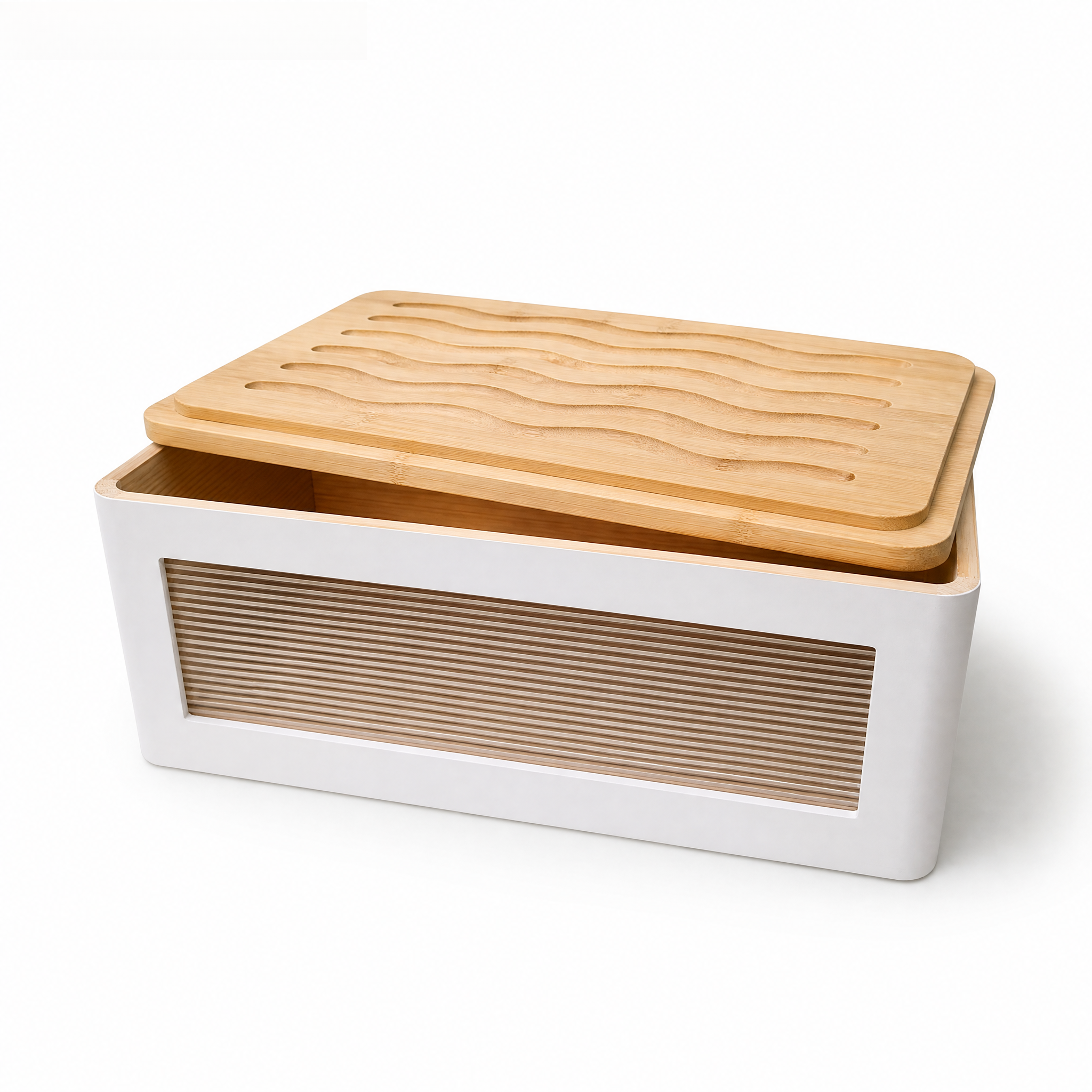 Solid Wood Bread Box with Bamboo Lid