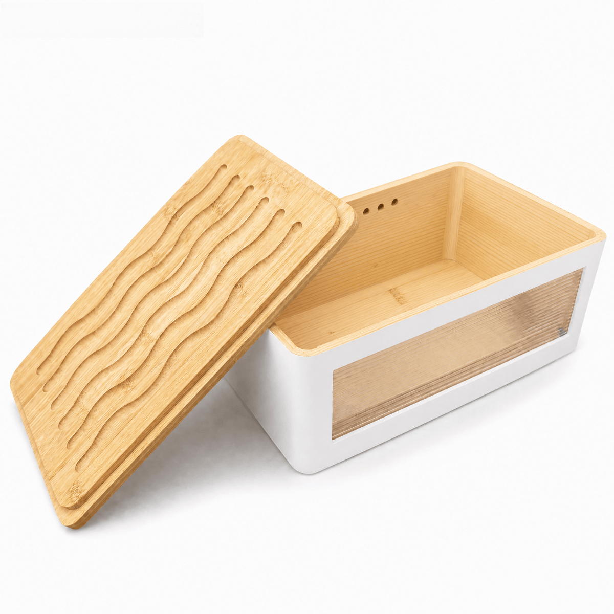 Solid Wood Bread Box with Bamboo Lid