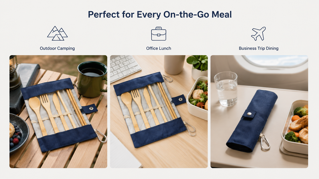 Bamboo Travel Utensil Set with Case