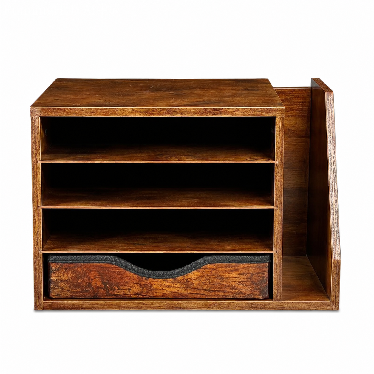 Wooden Desk Organizer with Drawers, 4 Tier Office Organizer and Accessories, Paper File Mail Organizer, Brown