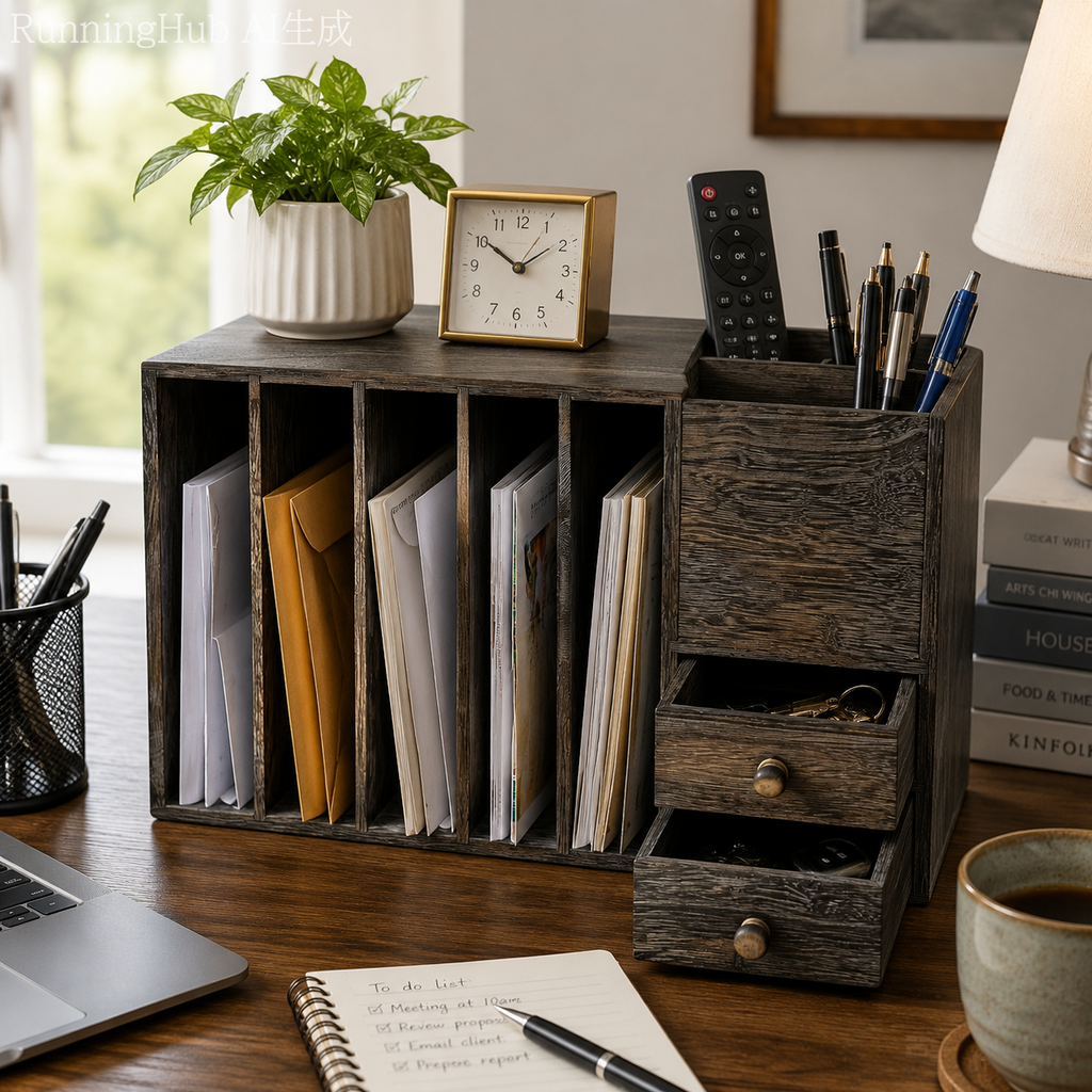 Wooden Desktop Mail Sorter, Mail Organizer