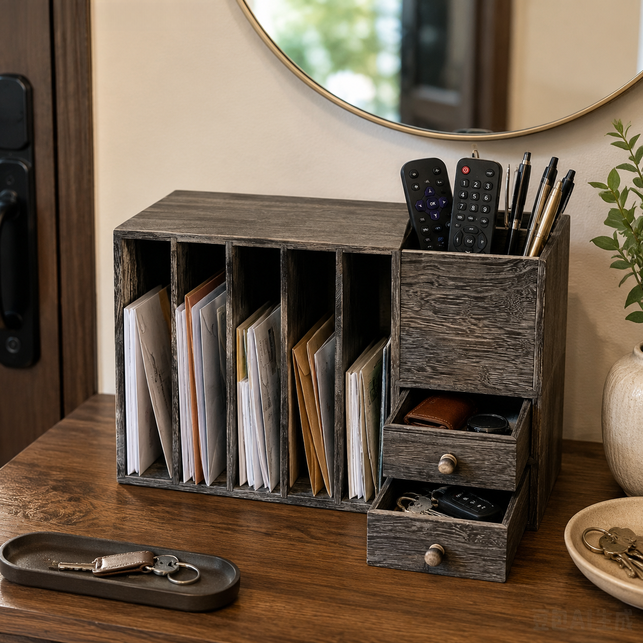 Wooden Desktop Mail Sorter, Mail Organizer