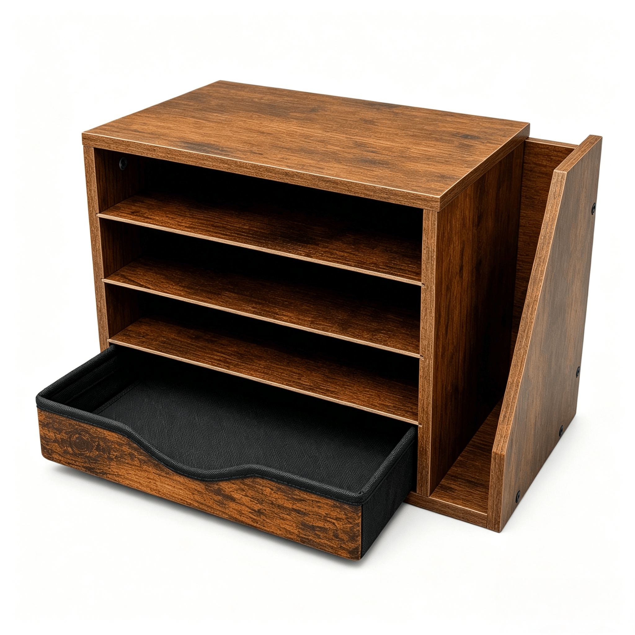 Wooden Desk Organizer with Drawers, 4 Tier Office Organizer and Accessories, Paper File Mail Organizer, Brown