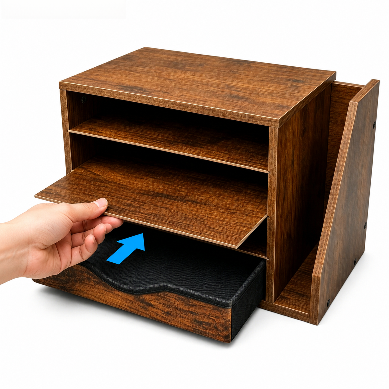 Wooden Desk Organizer with Drawers, 4 Tier Office Organizer and Accessories, Paper File Mail Organizer, Brown