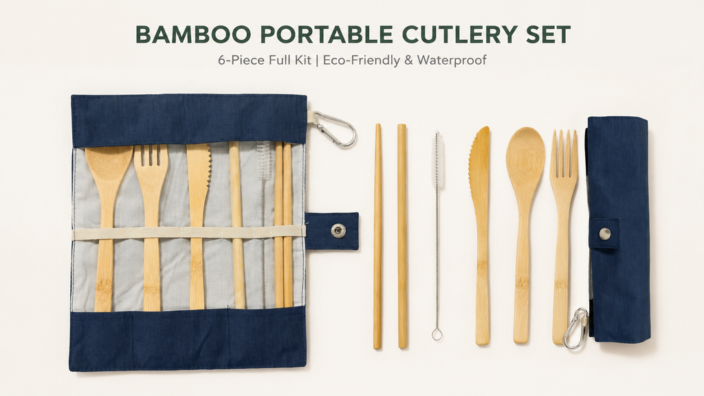 Bamboo Travel Utensil Set with Case