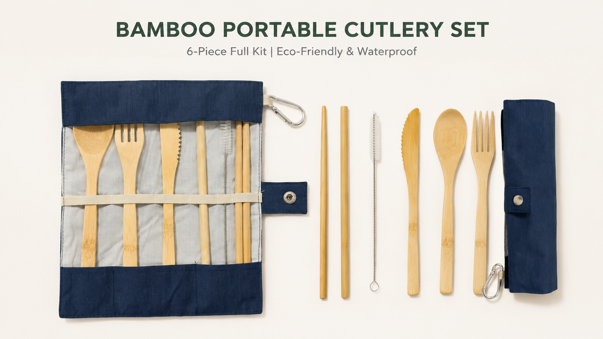 Bamboo Travel Utensil Set with Case