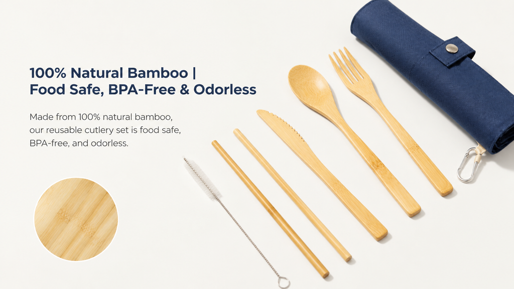 Bamboo Travel Utensil Set with Case