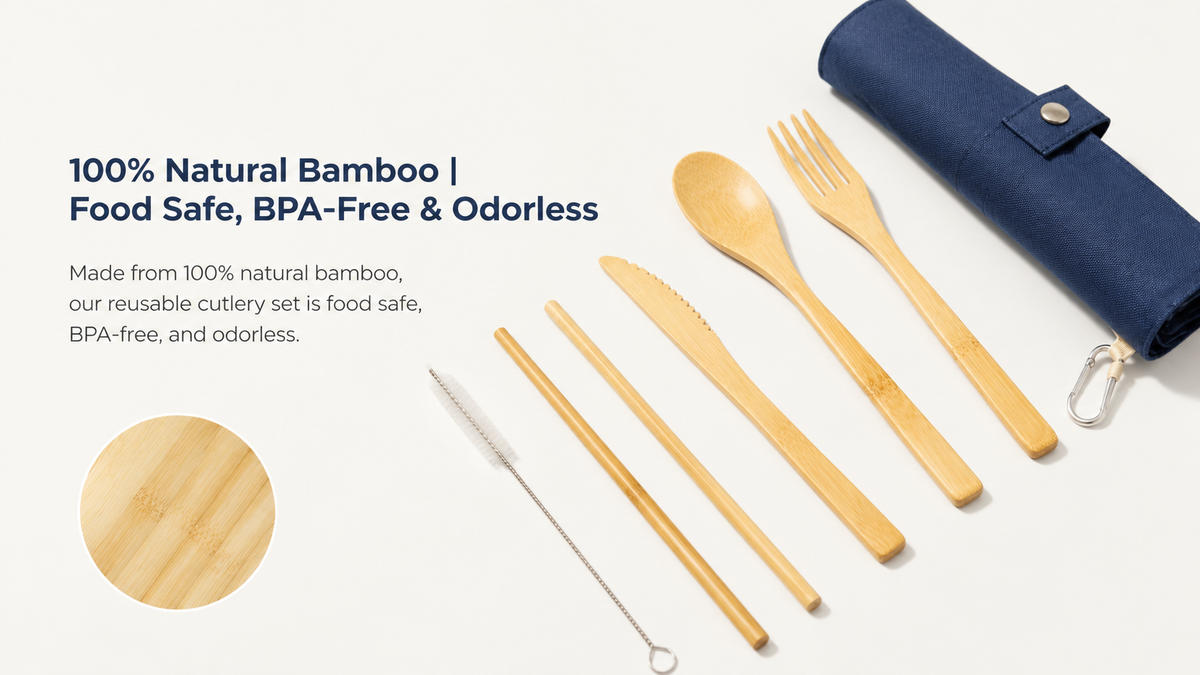 Bamboo Travel Utensil Set with Case