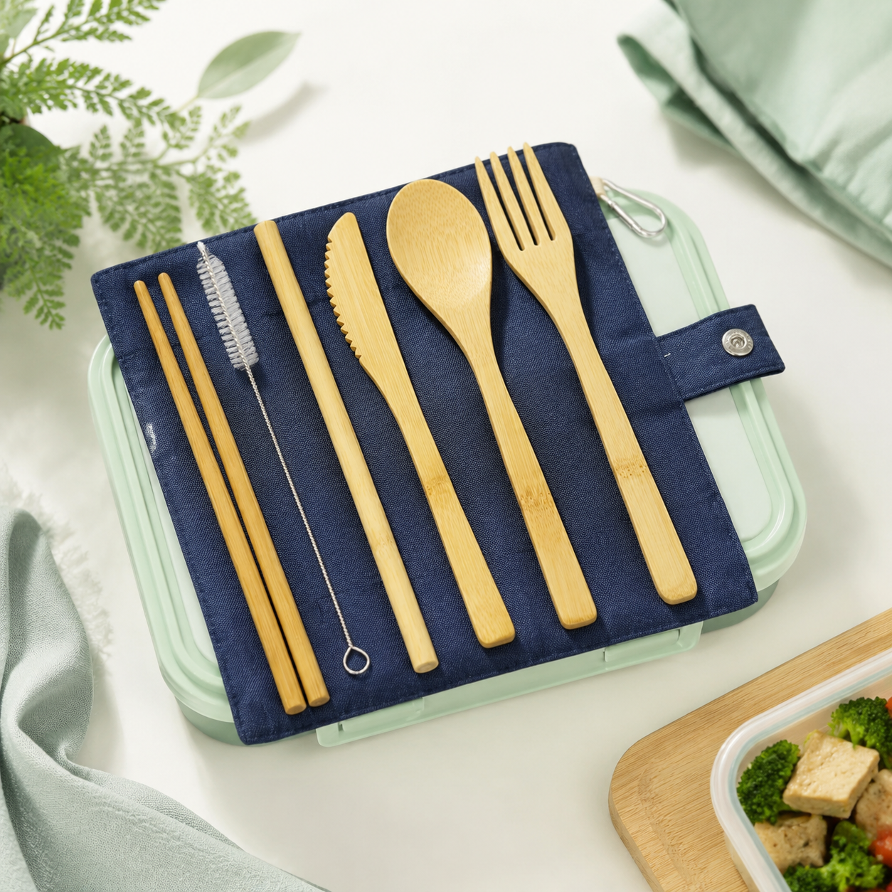 Bamboo Travel Utensil Set with Case