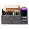 Wooden Desktop Mail Organizer with Drawers and Phone Holder