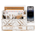 Wooden Desktop Mail Organizer with Drawers and Phone Holder