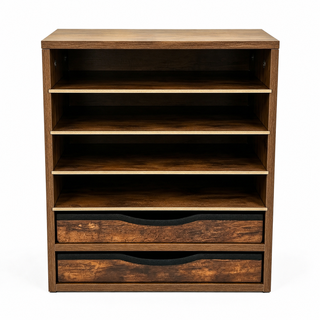 Wooden Desk Storage Organizer with Drawers, 6 Tier Adjustable Mail Sorter & Organizer, Paper & File Storage Organizer, Craft Organizer, Desktop Accessories for Home & Home Office