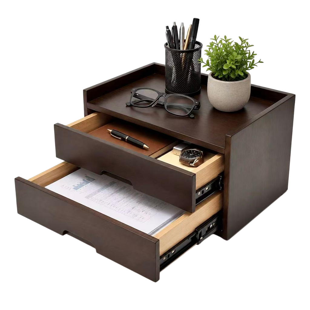 Solid Wood Desk Organizer with Smooth Slides