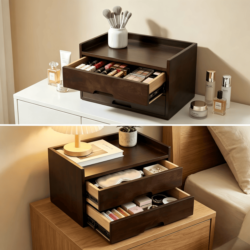Solid Wood Desk Organizer with Smooth Slides