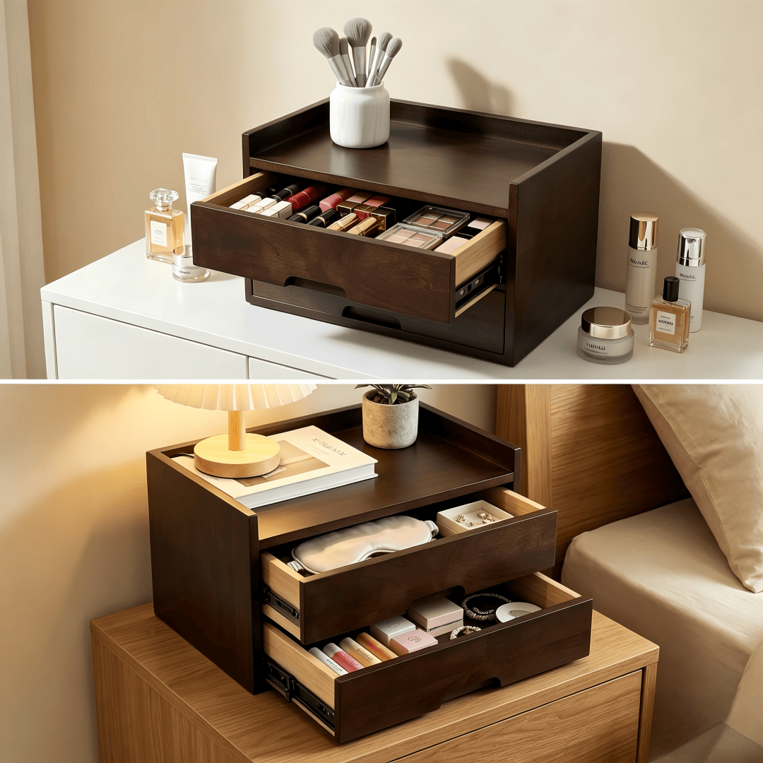 Solid Wood Desk Organizer with Smooth Slides